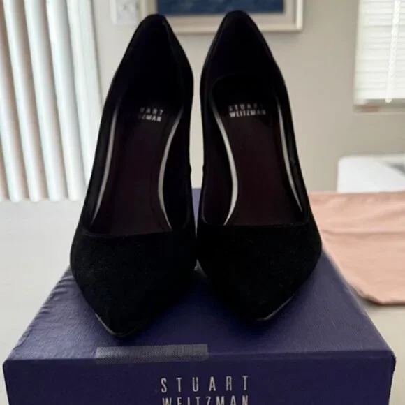STUART WEITZMAN NOUVEAU BLACK SUEDE 100 MM PUMPS SIZE 6 M - NEW TAGS